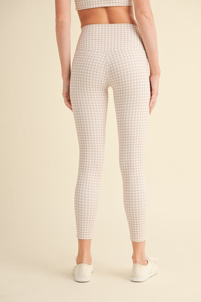  Rylee Gingham High Rise Legging, Beige Gingham