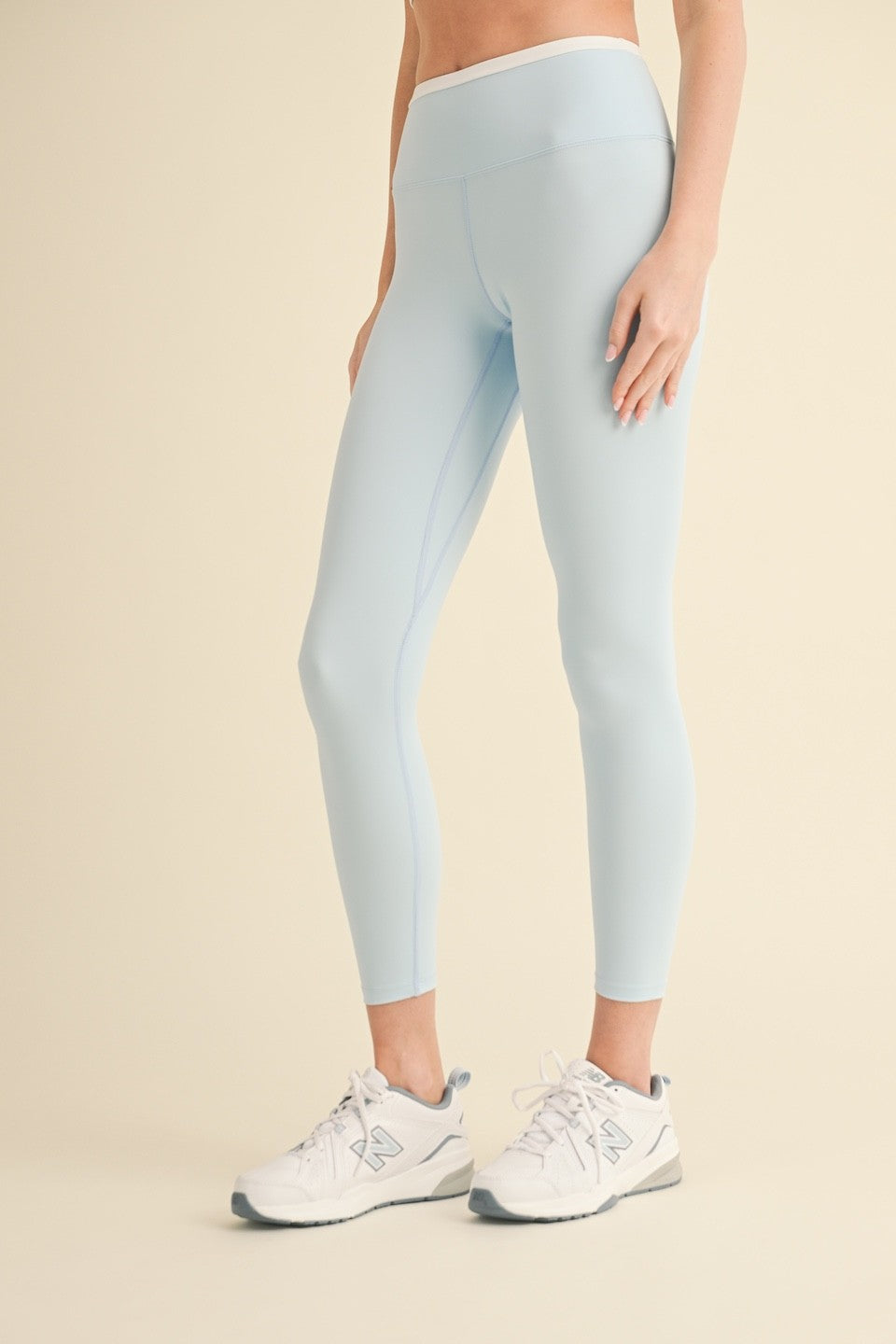  Sloane Contrast Waistband Leggings, Baby Blue