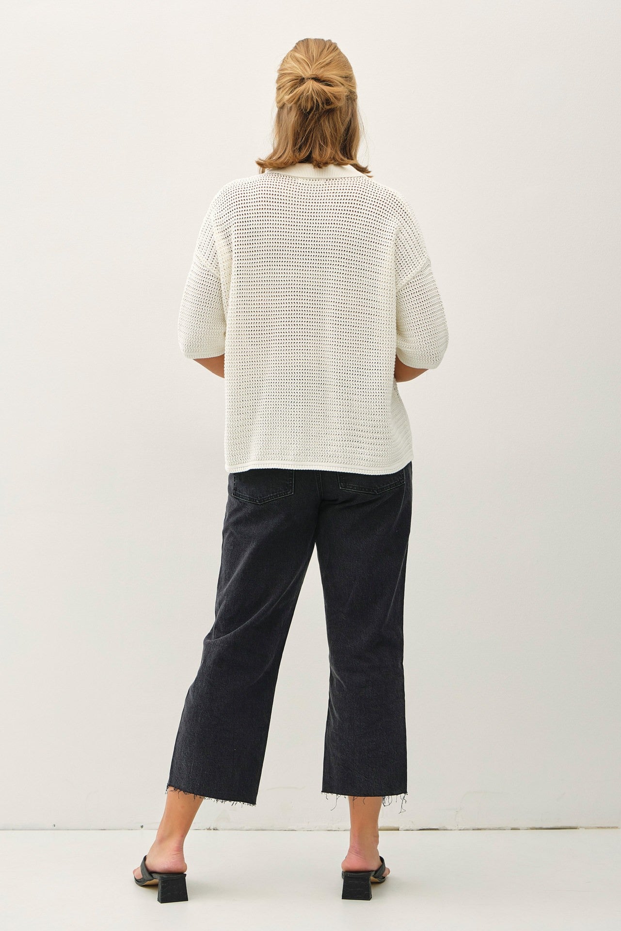 Be Cool Marley Boxy Crocheted Shirt, White | Plus Size