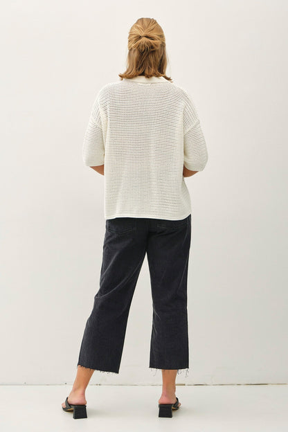 Be Cool Marley Boxy Crocheted Shirt, White | Plus Size