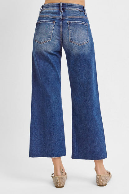  Cait Mid Rise Crop Wide Jean, Dark