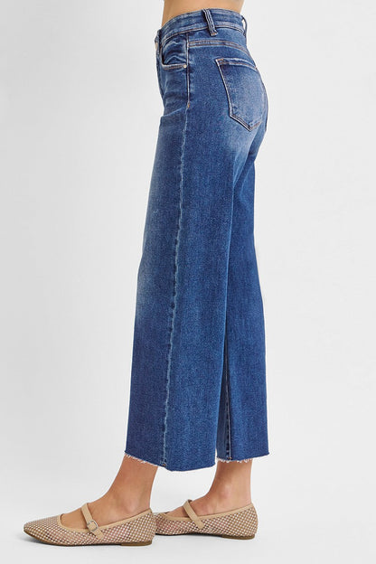  Cait Mid Rise Crop Wide Jean, Dark