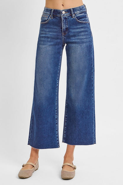  Cait Mid Rise Crop Wide Jean, Dark