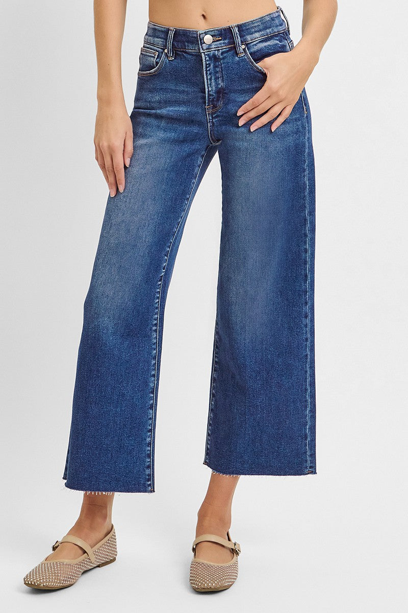  Cait Mid Rise Crop Wide Jean, Dark