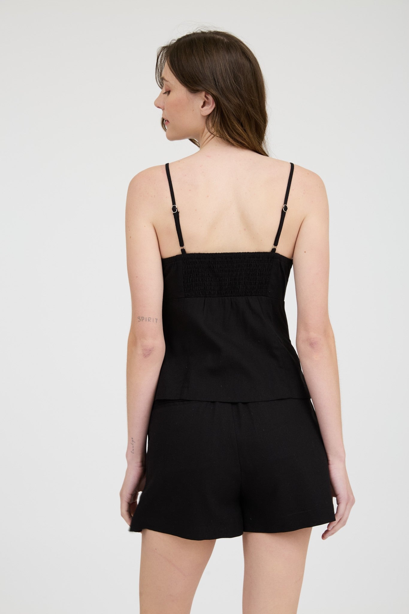  McKenna Linen Pleated Shorts, Black