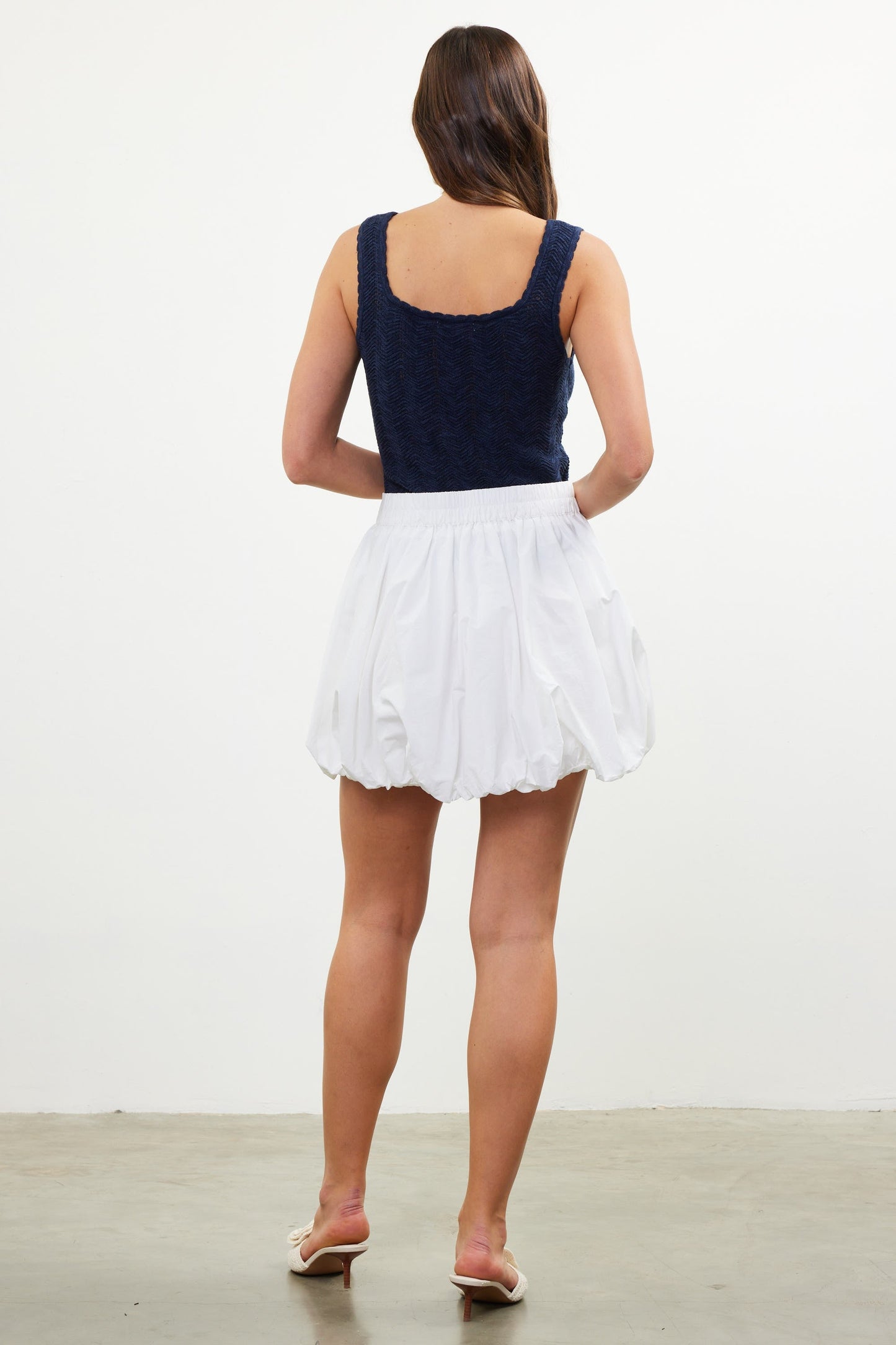  Mariah Bubble Hem Mini Skirt, White