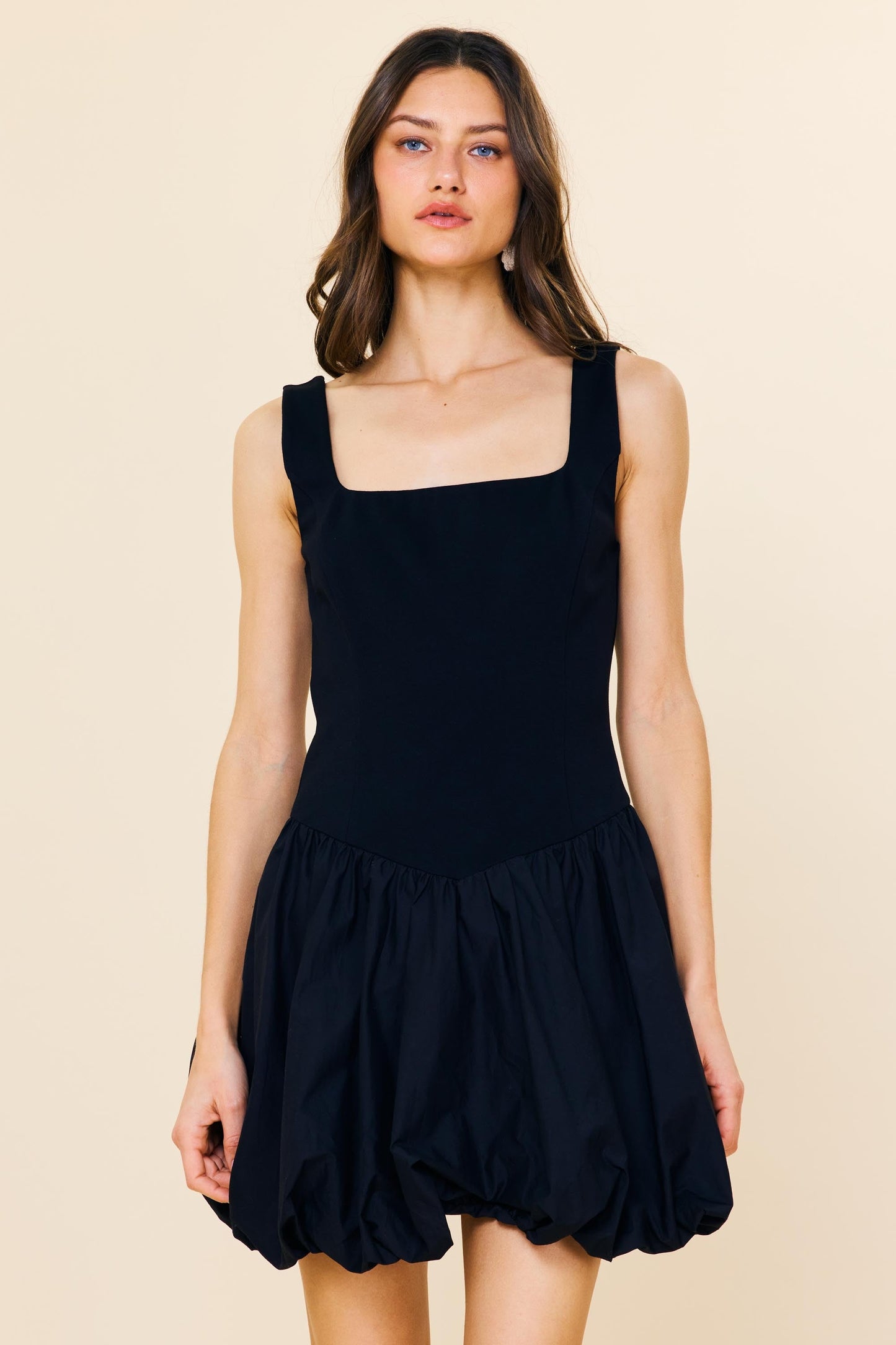  Rosie Bubble Hem Drop Waist Dress, Black