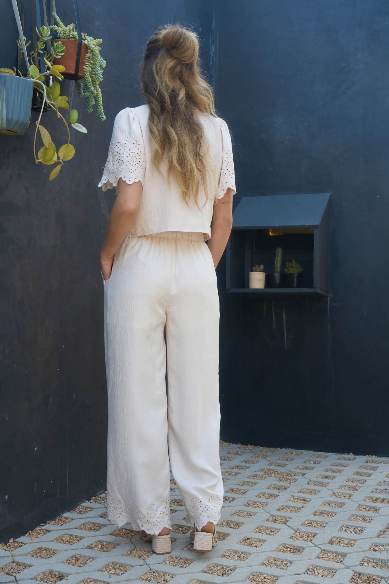  Selah Eyelet Trim Pant, White