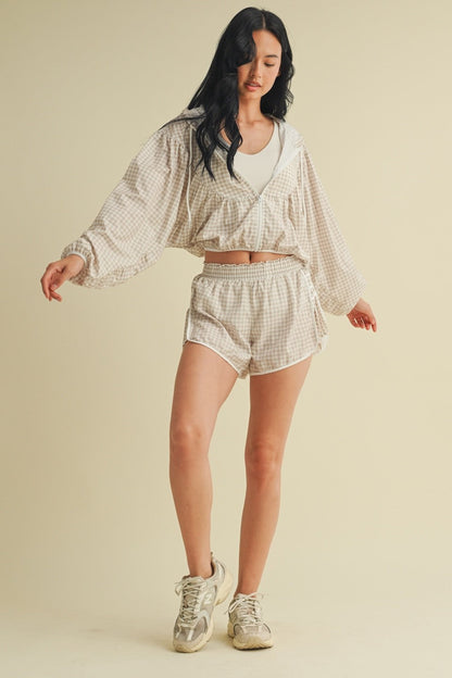  Marin Lightweight Gingham Print Jacket, Beige Gingham