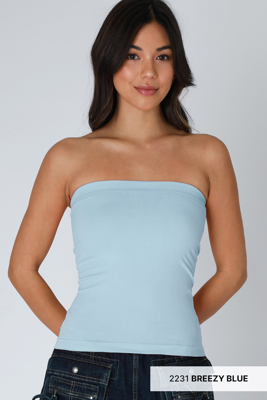  Mazie Two Layer Tube Top, Breezy Blue