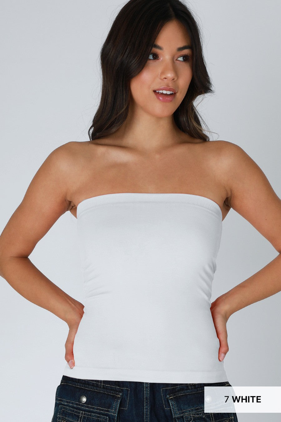  Mazie Two Layer Tube Top, White
