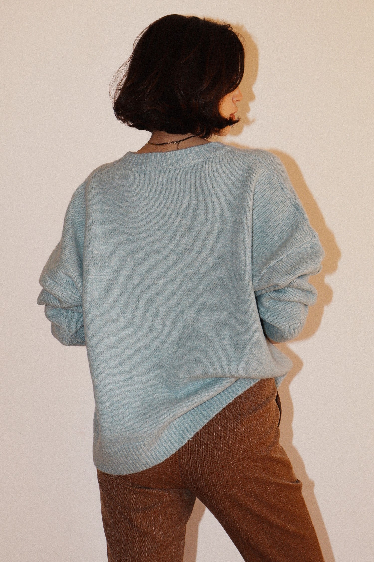  Raina Cowboy Knit Sweater, Sky Blue