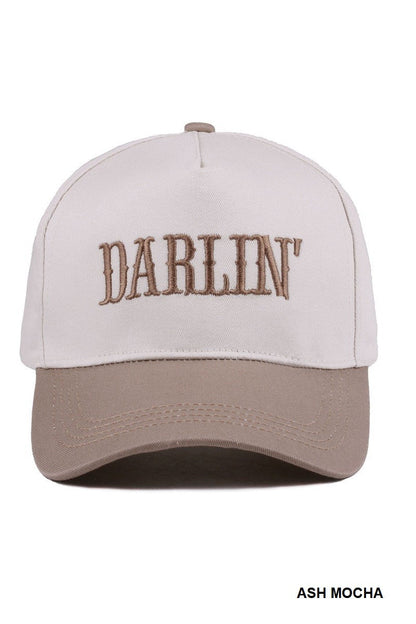  Darlin' Embroidered Two-Tone Cap, Ash Mocha