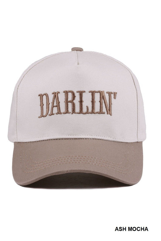  Darlin' Embroidered Two-Tone Cap, Ash Mocha