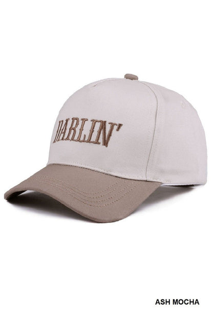  Darlin' Embroidered Two-Tone Cap, Ash Mocha
