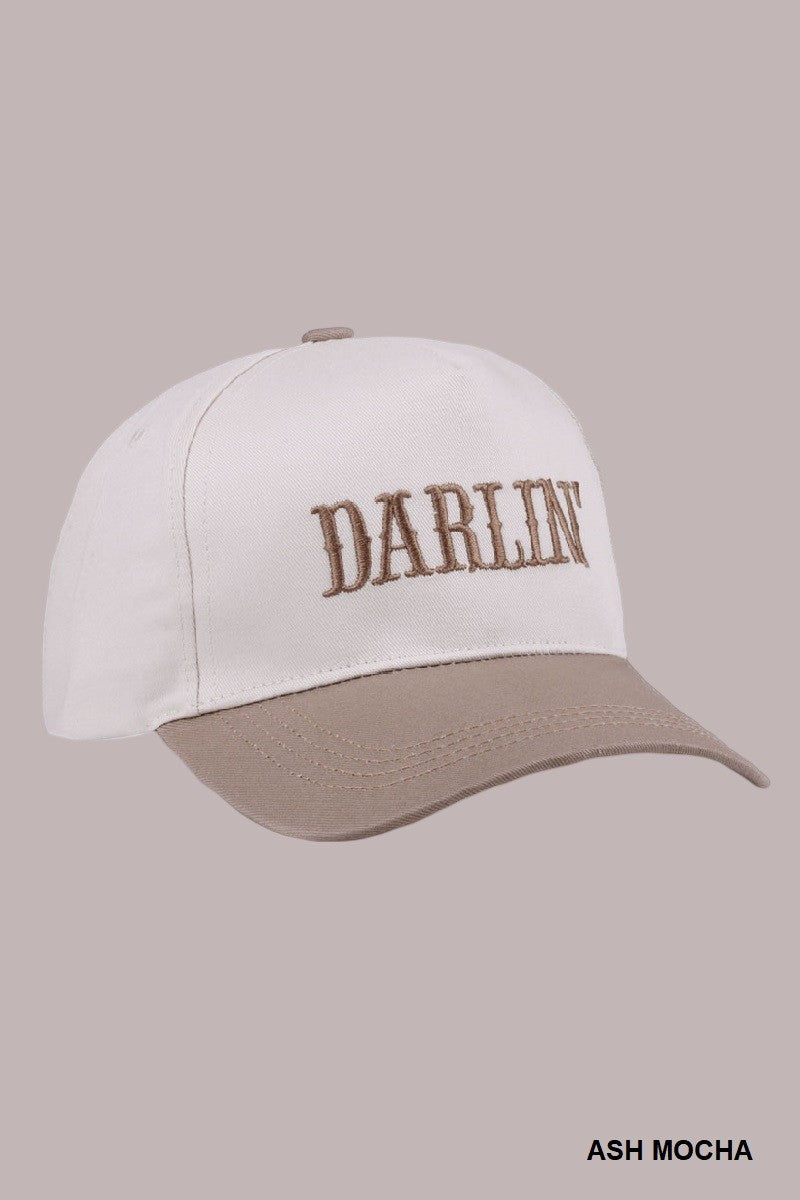 Darlin' Embroidered Two-Tone Cap, Ash Mocha