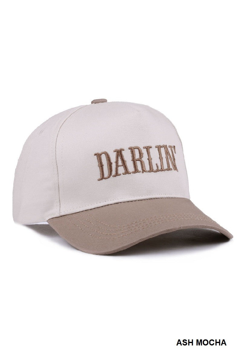  Darlin' Embroidered Two-Tone Cap, Ash Mocha