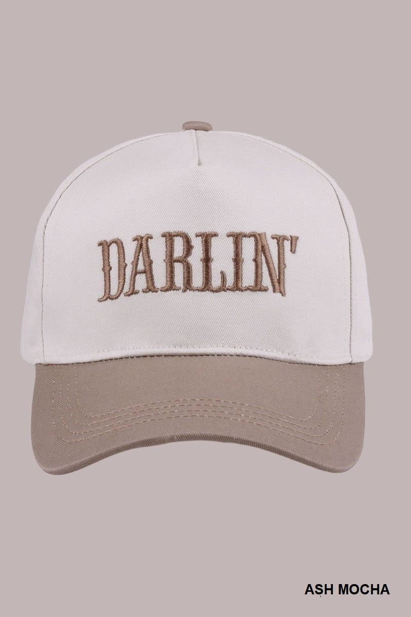  Darlin' Embroidered Two-Tone Cap, Ash Mocha