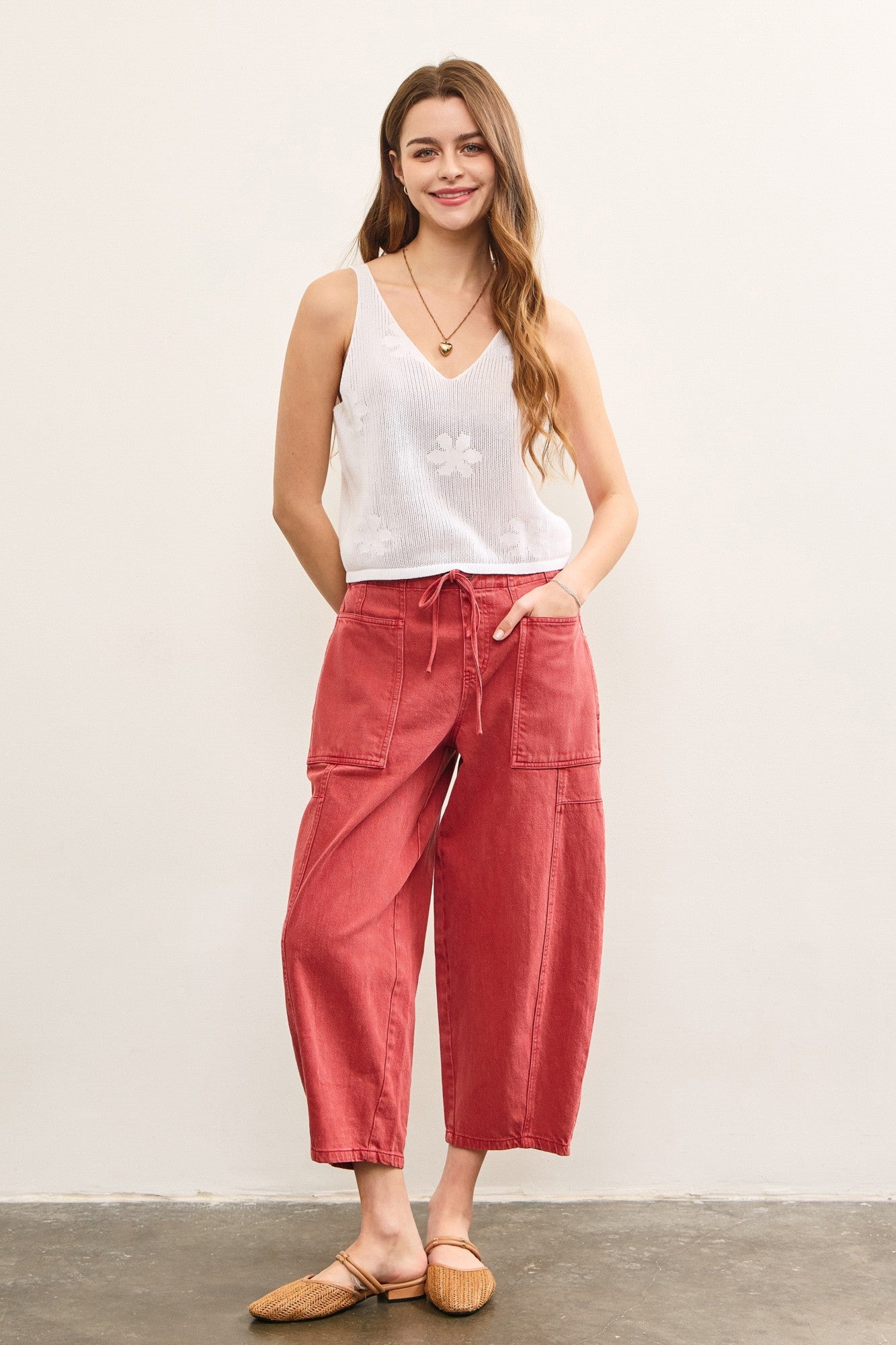  Alexa Floral Knit Sleeveless Top, White
