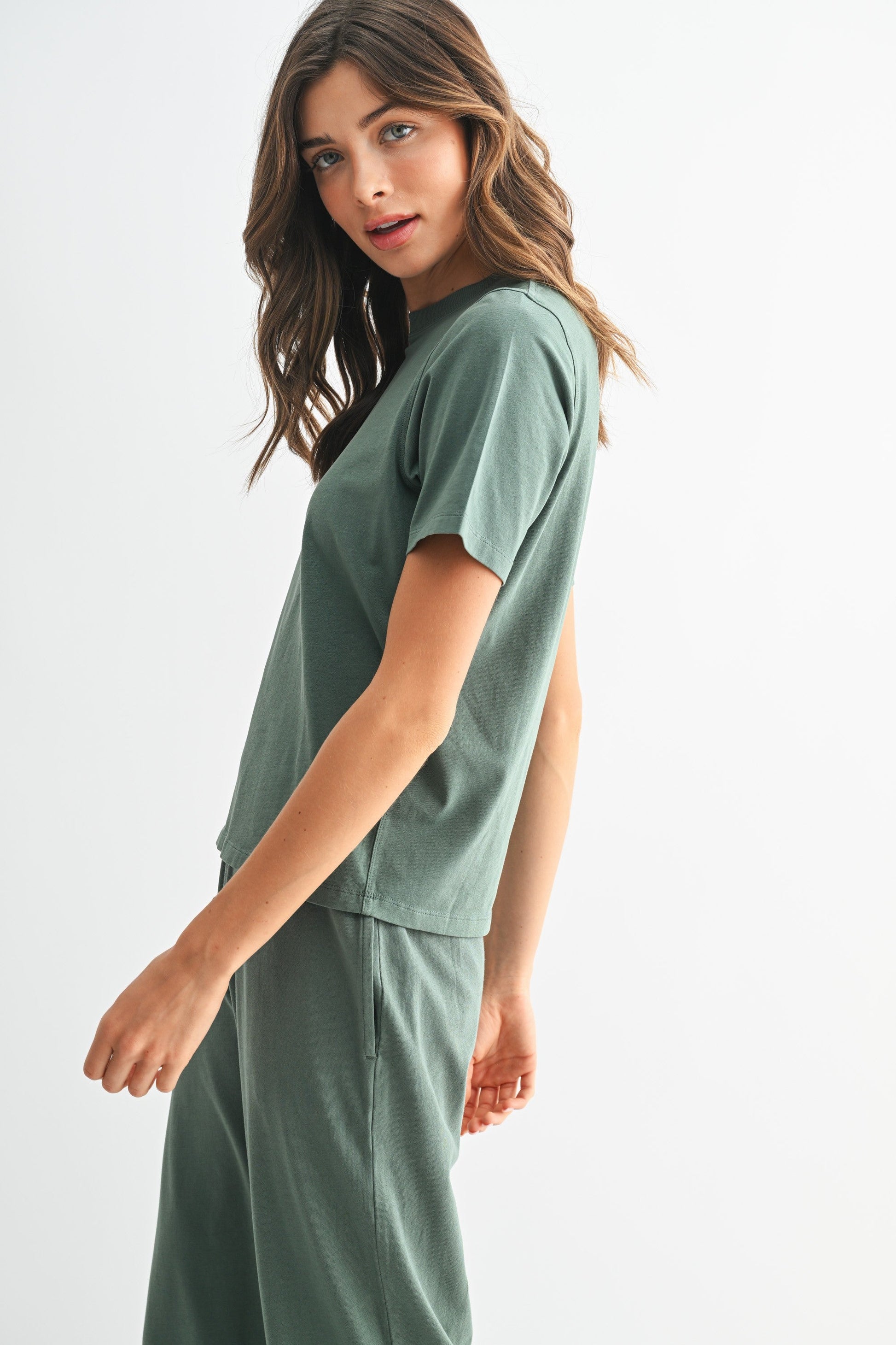  Adalynn Classic Boxy Fit Tee, Silky Pine