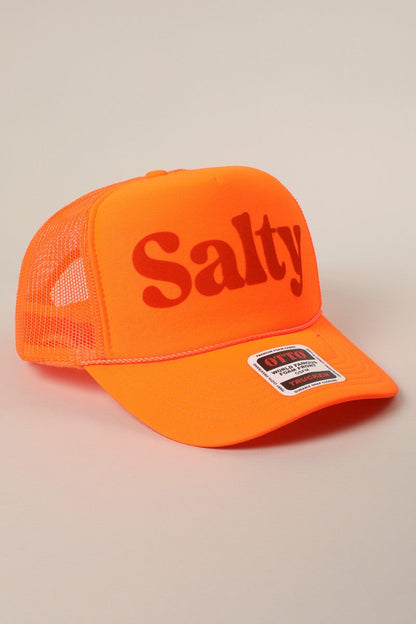  Salty Printed Foam Trucker Hat, Neon Orange