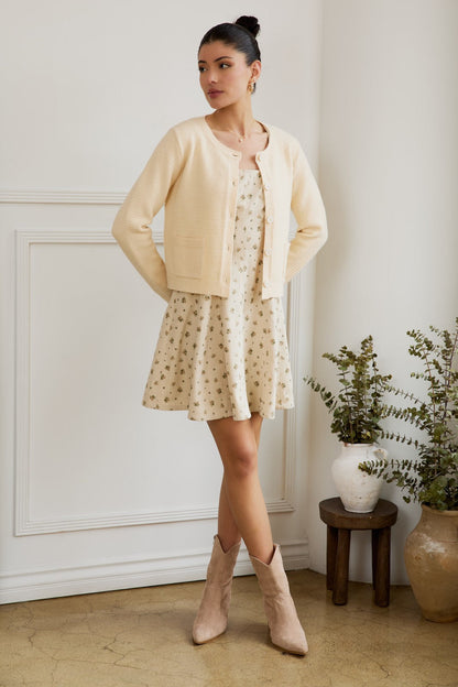  Eva Button Up Sweater Cardigan, Butter