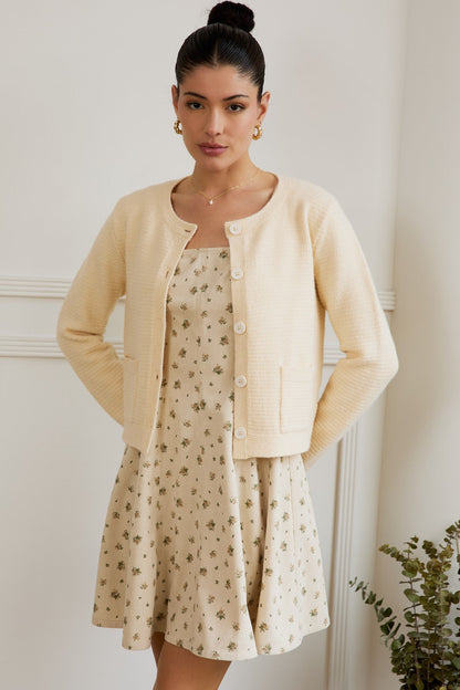  Eva Button Up Sweater Cardigan, Butter