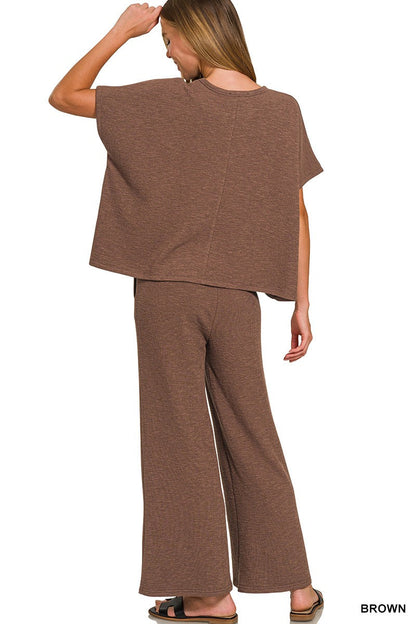  Chloe Short Sleeve Cotton Slub Top, Brown