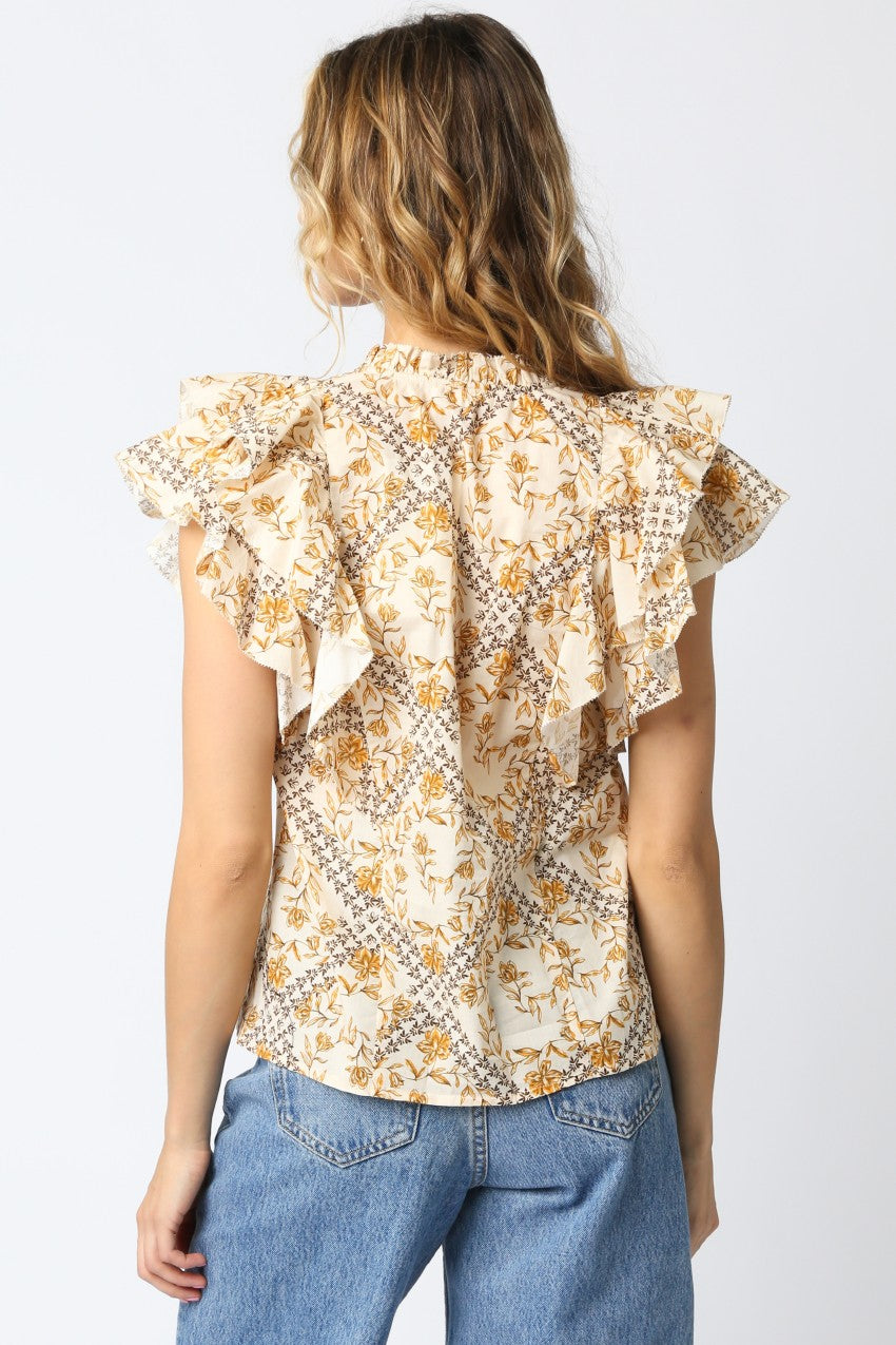  Bellamy Pintuck Detailed Blouse, Natural Multi