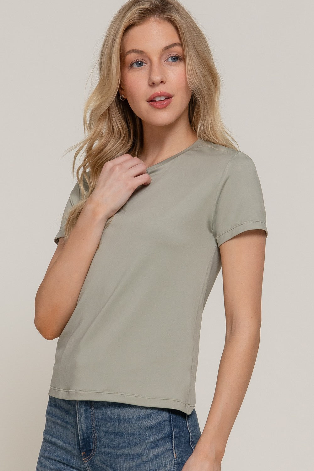  Juno Round Neck ITY Knit Top, Sage