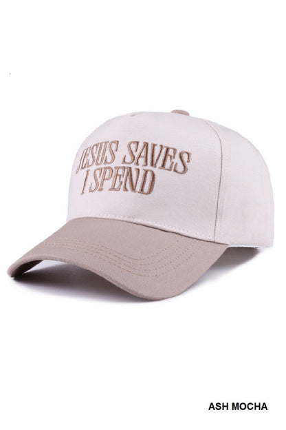  Jesus Saves I Spend Two Tone Cotton Cap, Ash Mocha