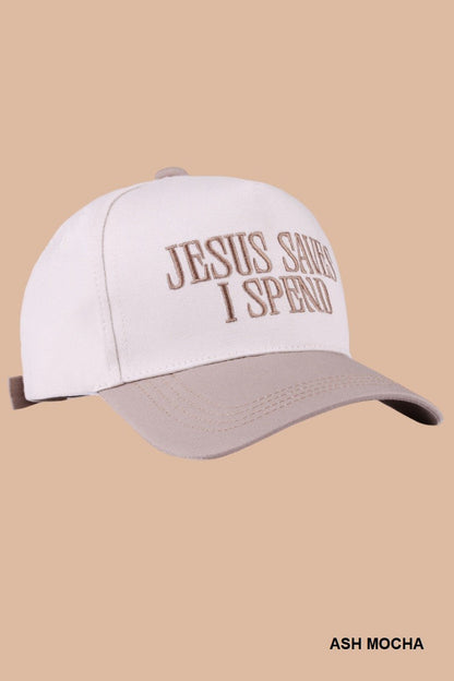  Jesus Saves I Spend Two Tone Cotton Cap, Ash Mocha
