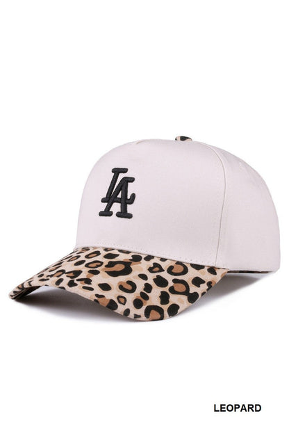  LA Two Tone Canvas Cotton Cap, Leopard