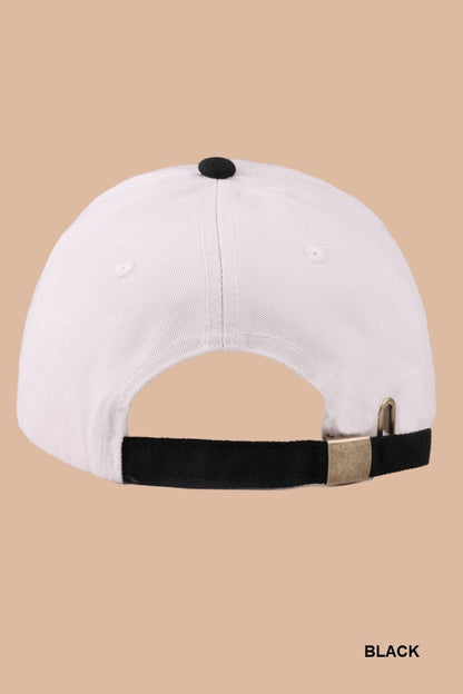  LA Two Tone Canvas Cotton Cap, Black