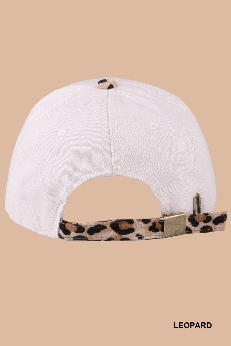  LA Two Tone Canvas Cotton Cap, Leopard