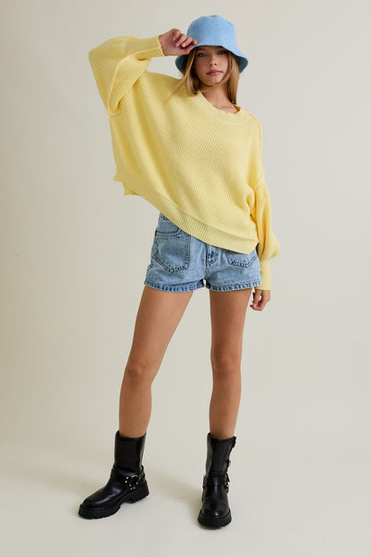  Brynne Pullover Sweater, Light Yellow