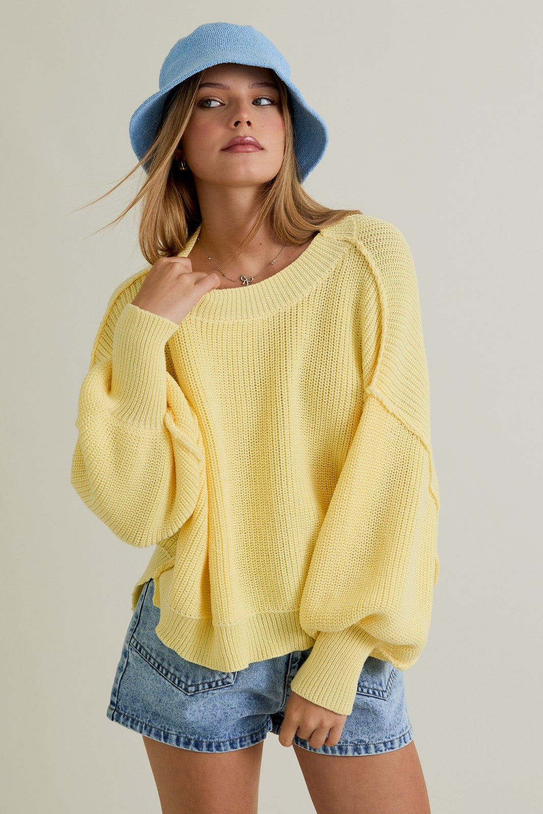  Brynne Pullover Sweater, Light Yellow