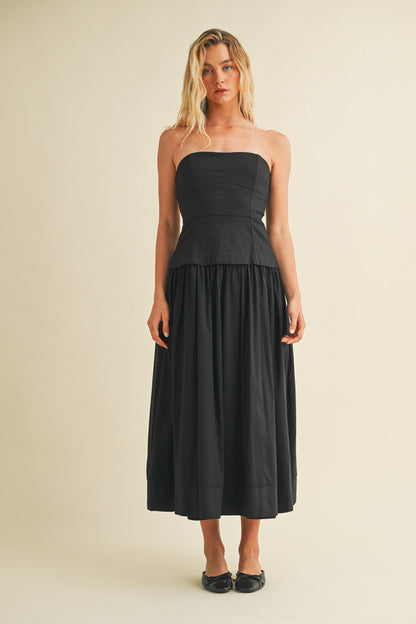  Celeste Corset Lined Strapless Dress, Black