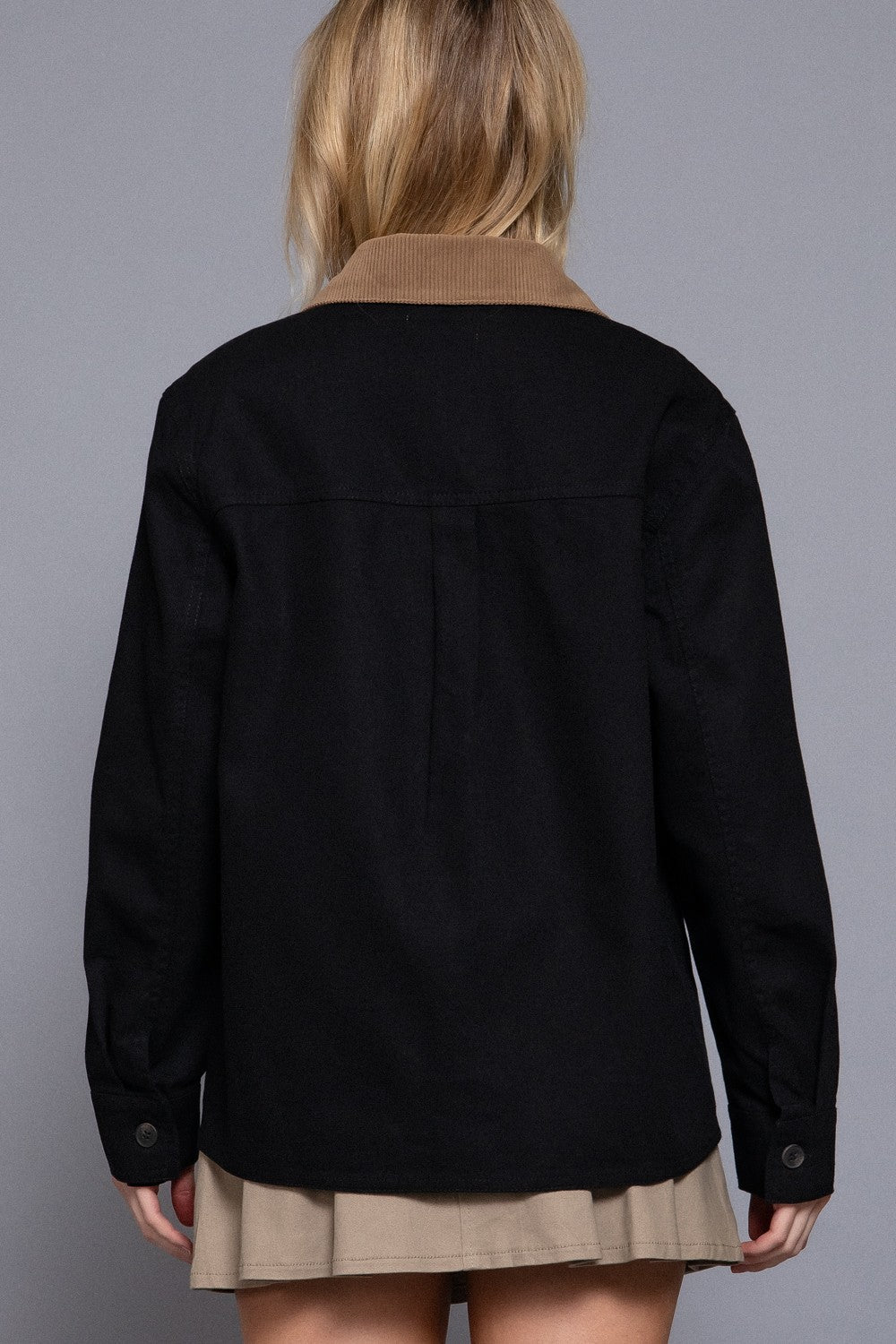  Elisabeth Corduroy Collared Work Jacket, Black