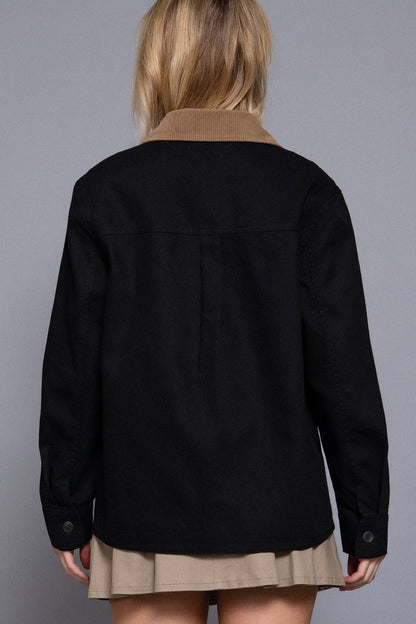  Elisabeth Corduroy Collared Work Jacket, Black