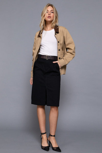  Elisabeth Corduroy Collared Work Jacket, Khaki