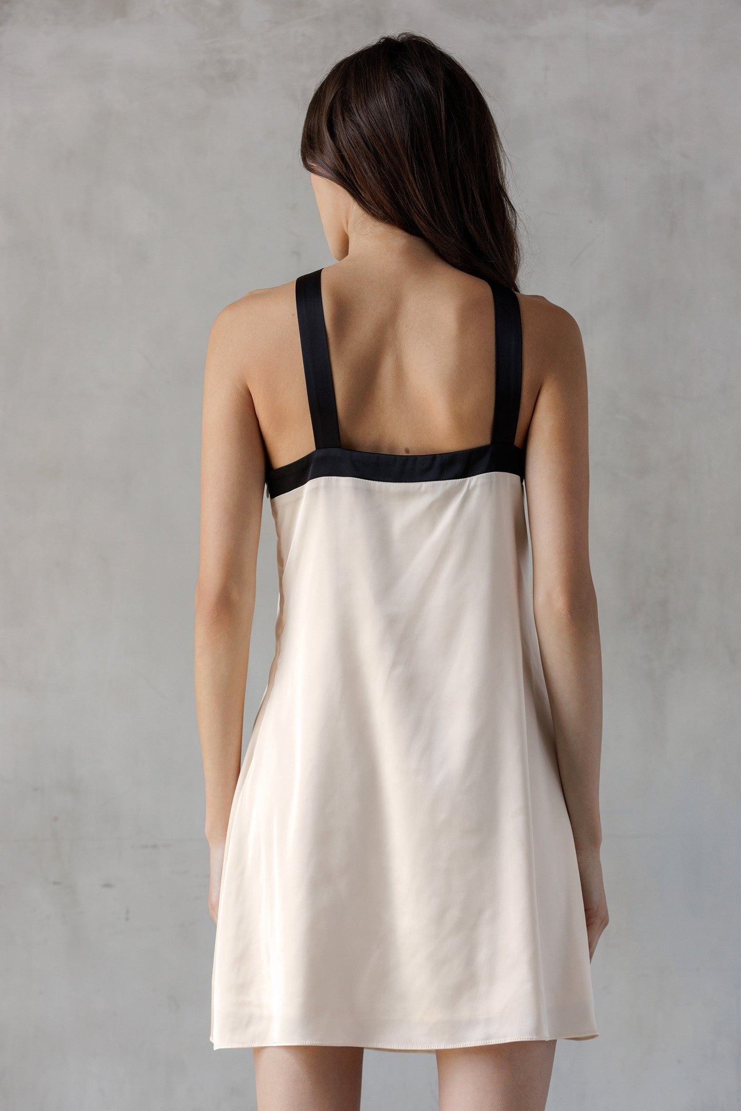 Tabitha Two Tone Halter Neck Dress, Champagne/Black