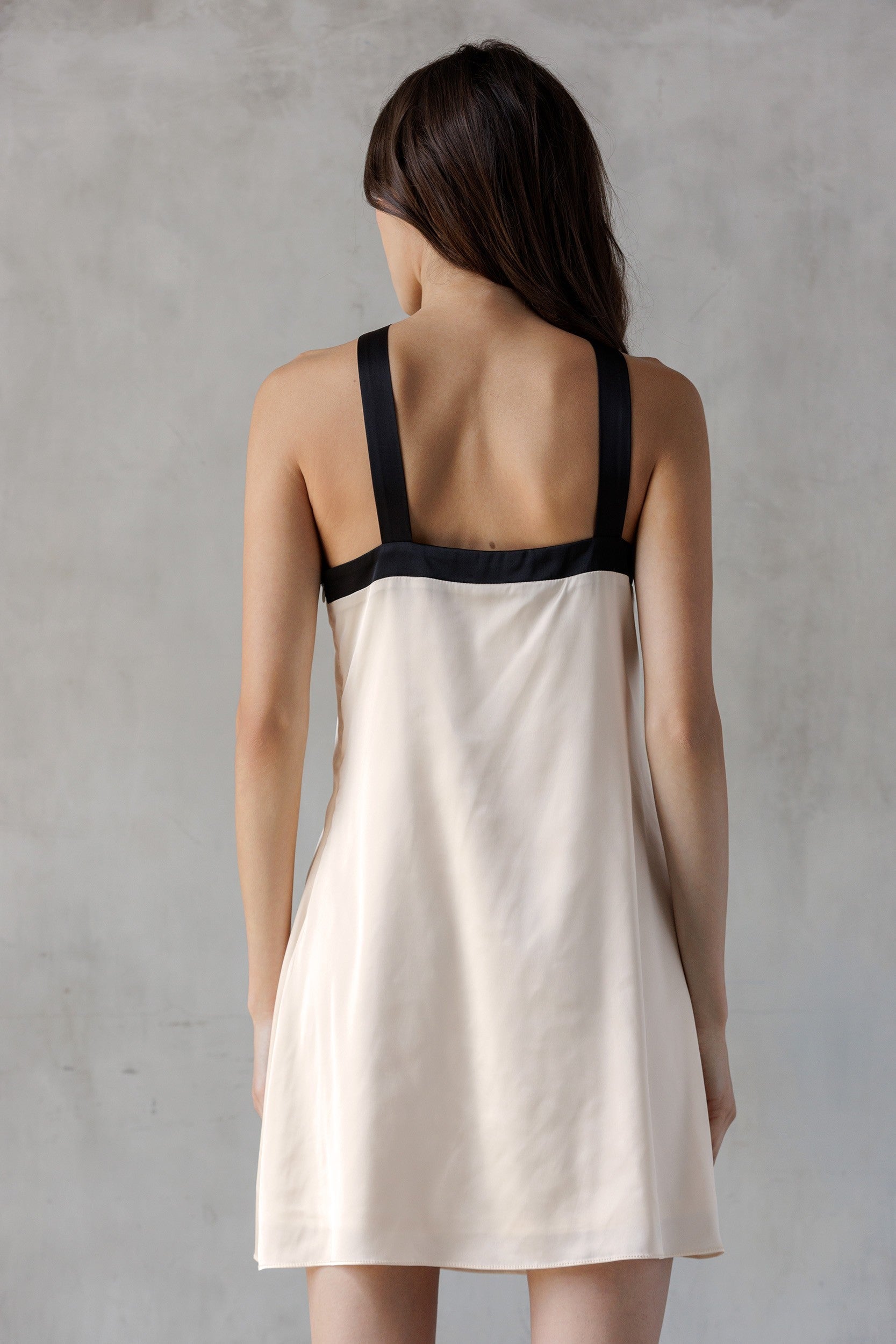  Tabitha Two Tone Halter Neck Dress, Champagne/Black