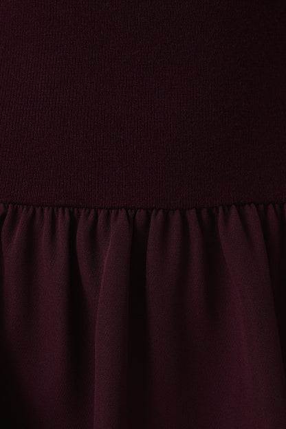  Lillian Woven Knit Mix Dress, Maroon