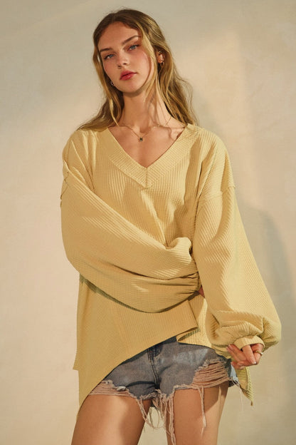  Savannah Textured Asymmetrical Hem Top, Buttermilk