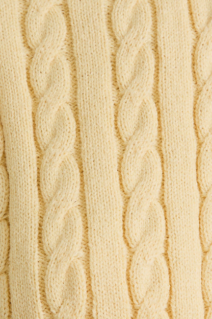  Josephine Cable Knit Boxy Cardigan, Butter