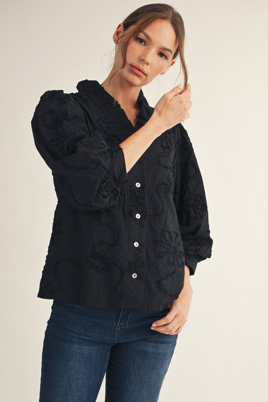  Bridget Ruffle Detailed Blouse, Black
