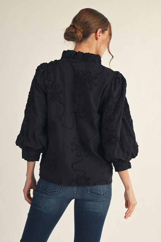  Bridget Ruffle Detailed Blouse, Black