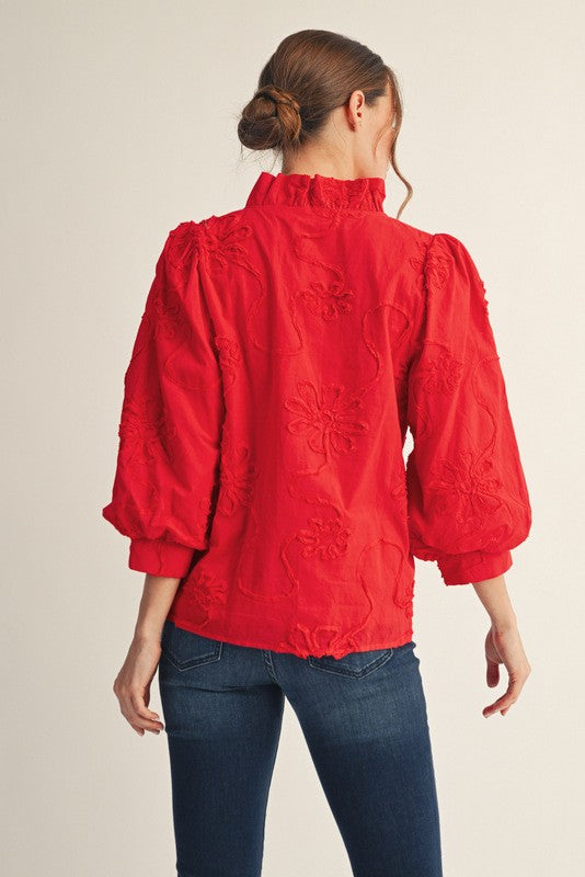 Bridget Ruffle Detailed Blouse, Tomato Red