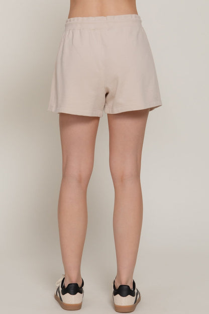  Alison Garment Washed Terry Shorts, Beige